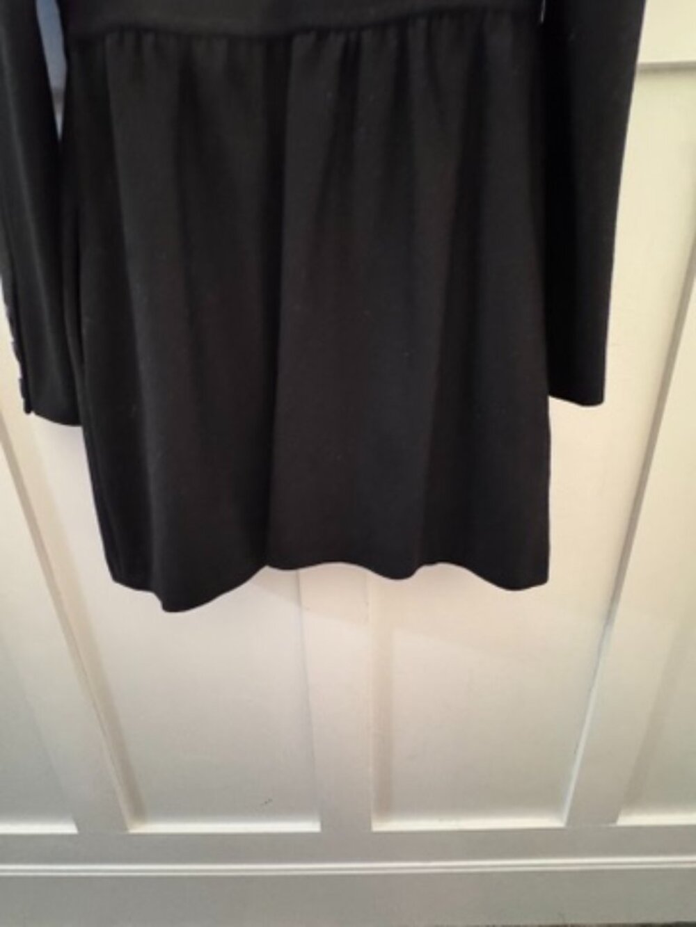 Joie Black Wool Coat, Fit Flare Military Button Front Jacket, Small, Like New - Picture 8 of 10